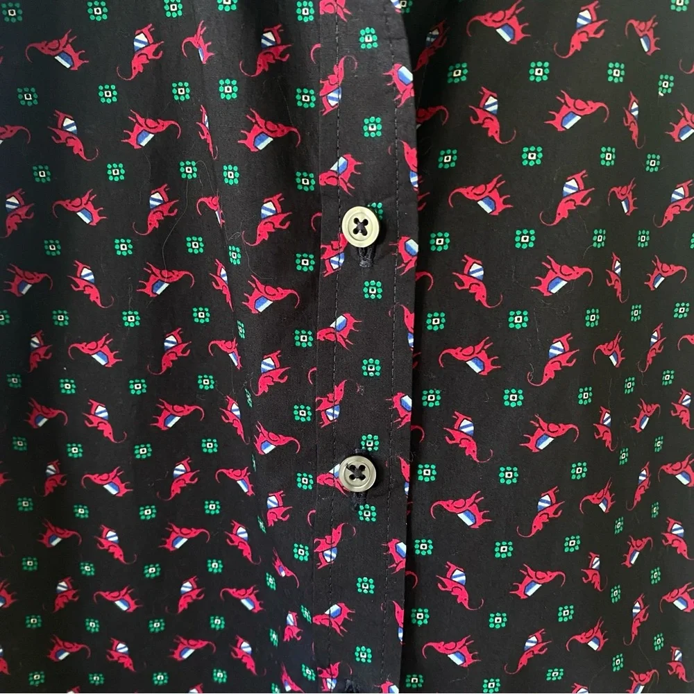 TALBOTS Long Sleeved Cotton Elephant Pattern Button Down Shirt - Picture 7 of 9